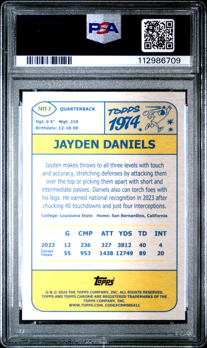 Jayden Daniels 2024 Topps Chrome 1974 Orange Refractor #19/25 PSA 10 Gem Mint