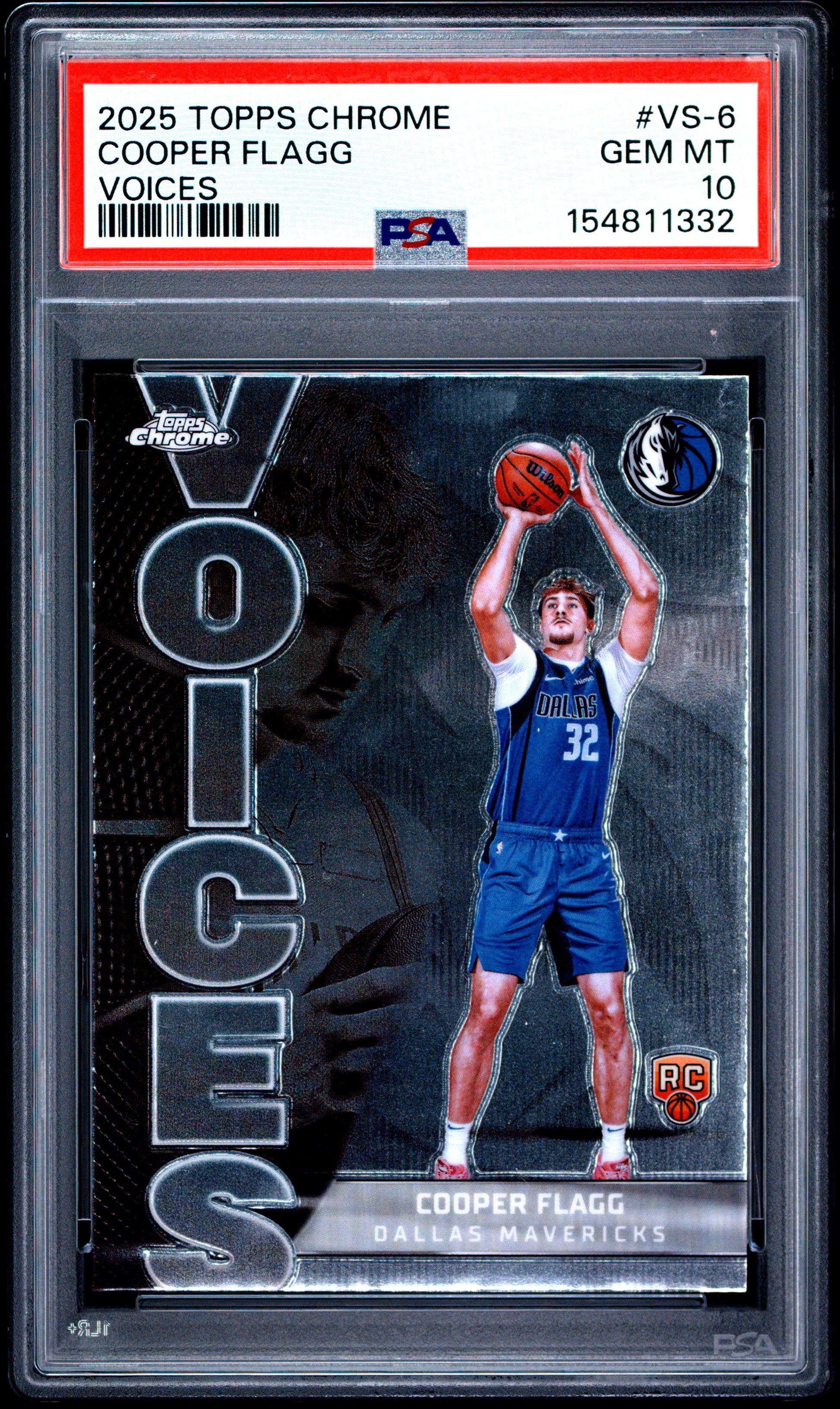 Cooper Flagg 2025 Topps Chrome Voices Rookie PSA 10 Gem Mint 1332