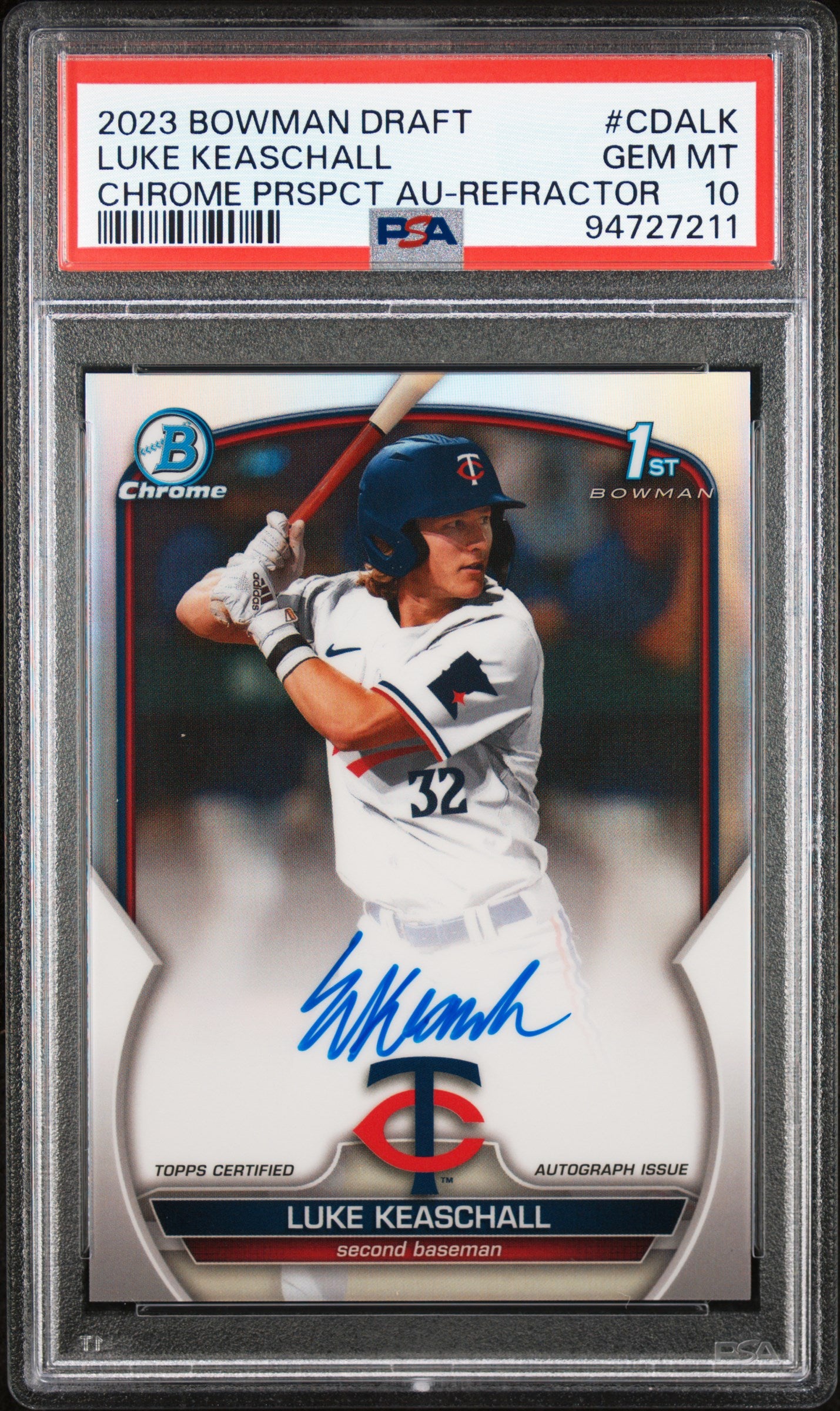 Luke Keaschall 2023 Bowman Chrome Draft Refractor Auto #166/499 PSA 10 Gem Mint