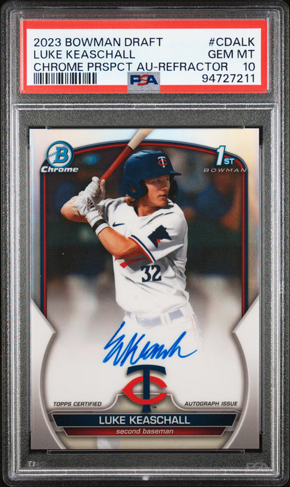 Luke Keaschall 2023 Bowman Chrome Draft Refractor Auto #166/499 PSA 10 Gem Mint