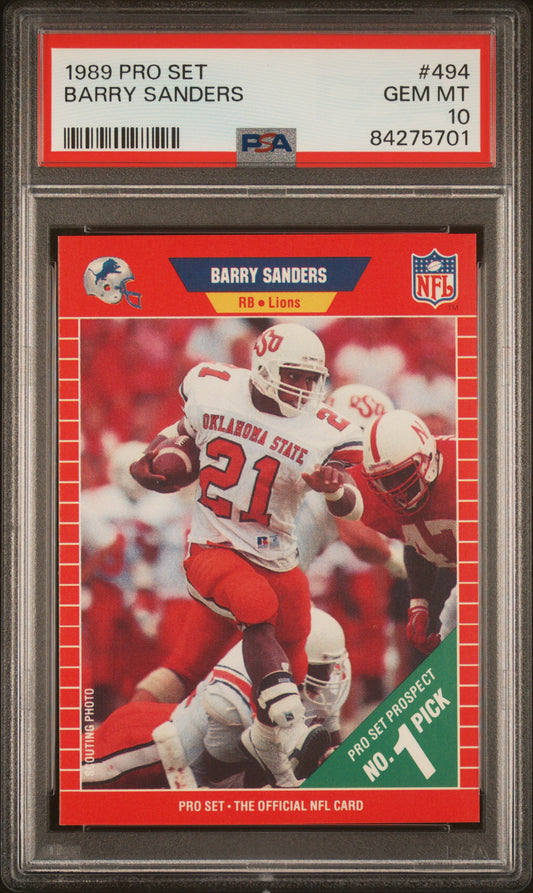 Barry Sanders 1989 Pro Set #494 PSA 10 Gem Mint 5701