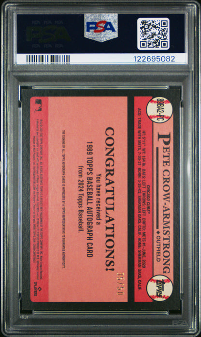 Pete Crow-Armstrong 2024 Topps 1989 Topps Gold Auto #35/50 PSA 6 Ex-Mint