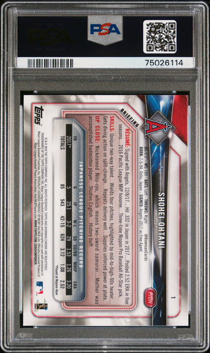Shohei Ohtani 2018 Bowman Chrome RC #1 PSA 9 Mint 6114
