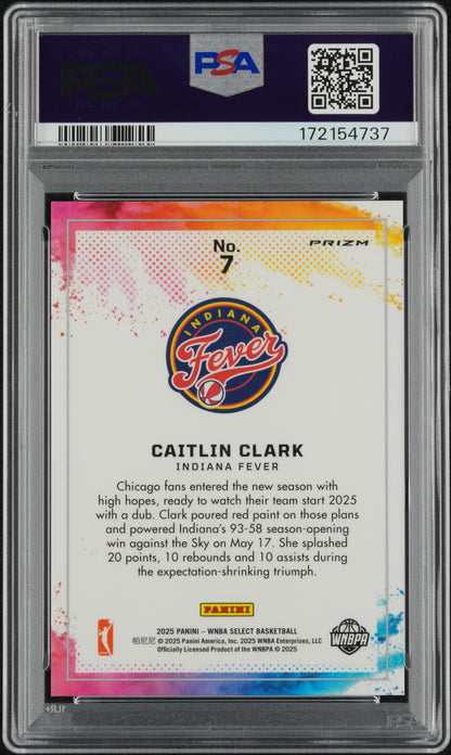 Caitlin Clark 2025 Panini Select WNBA Black Color Blast PSA 9 Mint