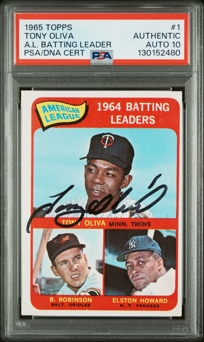 Tony Oliva 1965 Topps #1 PSA Certified Auto PSA 10 Auto