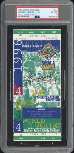 1996 World Series Game 4 Full Ticket PSA 6 Ex-Mt