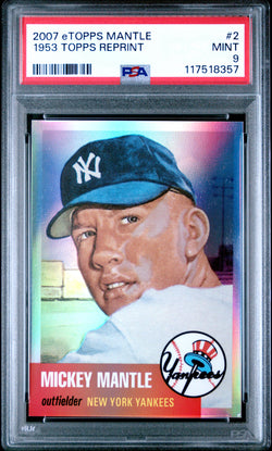 Mickey Mantle 2007 eTopps 1953 Topps Reprint #962/999 PSA 9 Mint