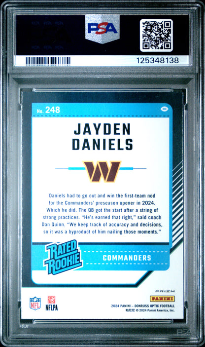 Jayden Daniels 2024 Donruss Optic Rookie #248 Green Velocity PSA 10 Gem Mint