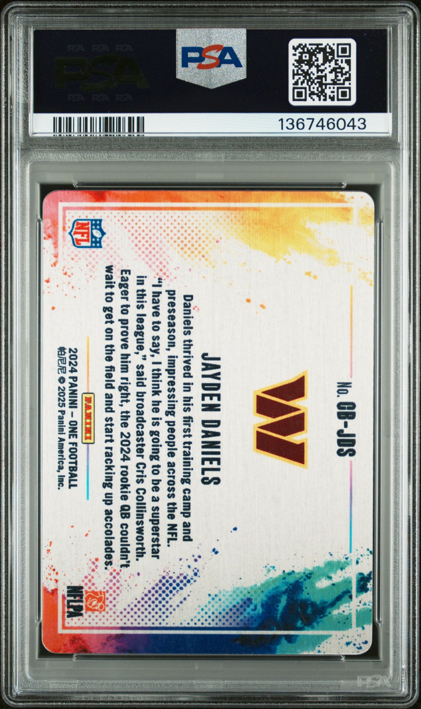 Jayden Daniels 2024 Panini One Color Blast PSA 9 Mint