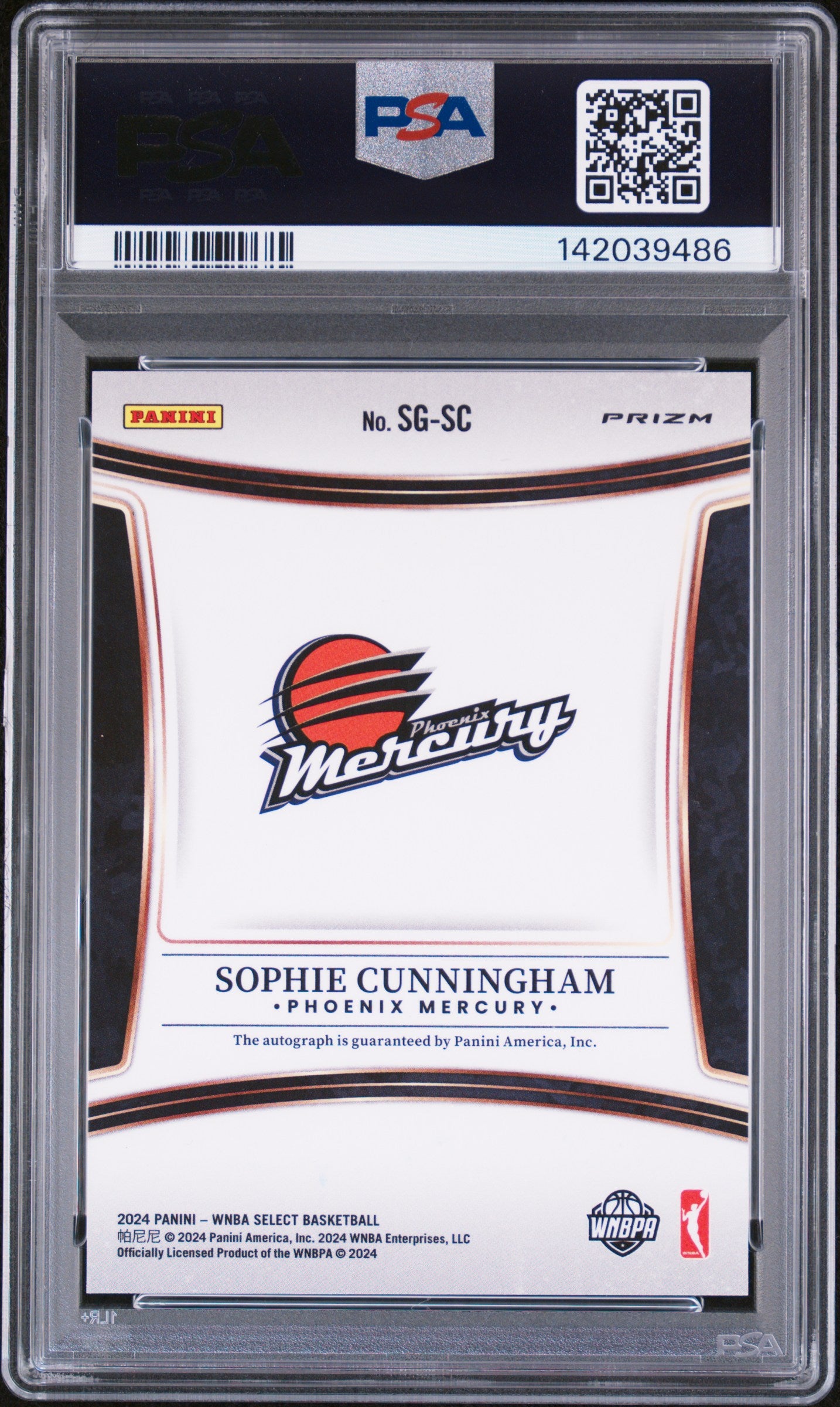 Sophie Cunningham 2024 Panini Select Signature Auto PSA 9 Auto 10