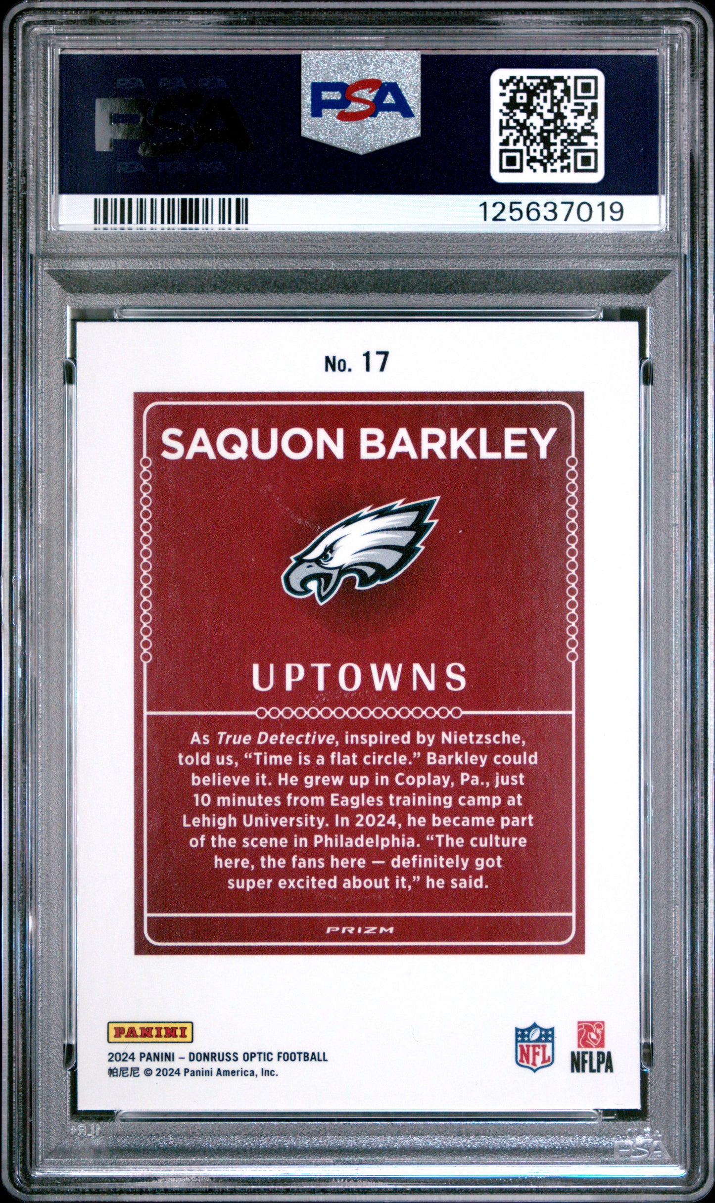 Saquon Barkley 2024 Donruss Optic Uptowns PSA 10 Gem Mint