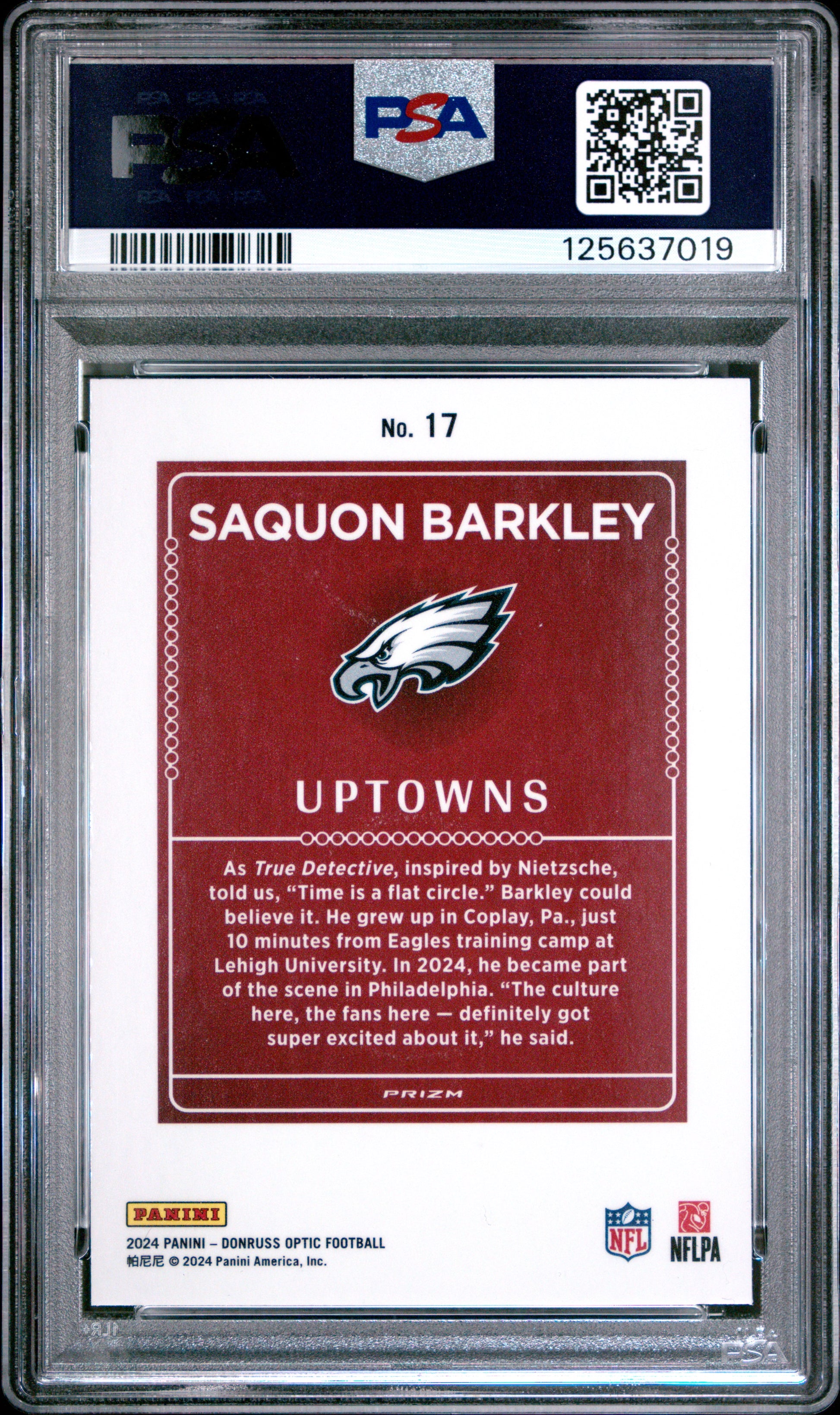 Saquon Barkley 2024 Donruss Optic Uptowns PSA 10 Gem Mint