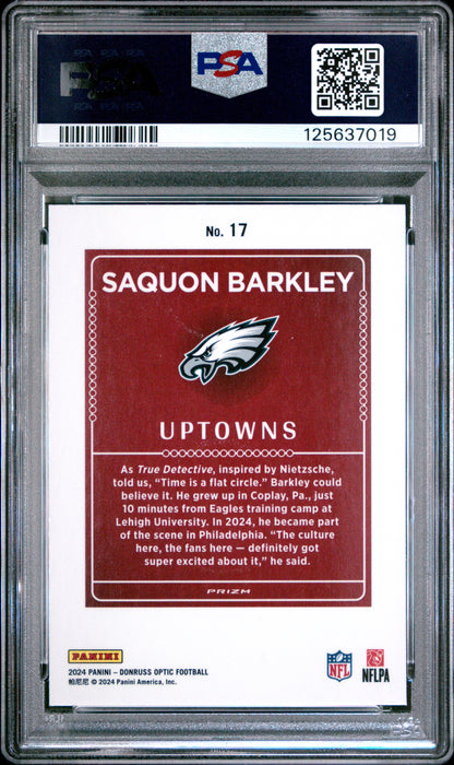 Saquon Barkley 2024 Donruss Optic Uptowns PSA 10 Gem Mint