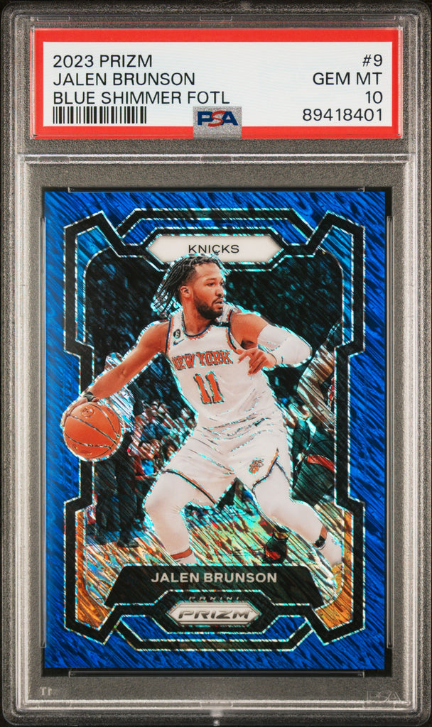 Jalen Brunson 2023 Panini Prizm Blue Shimmer #34/35 PSA 10 Gem Mint ...