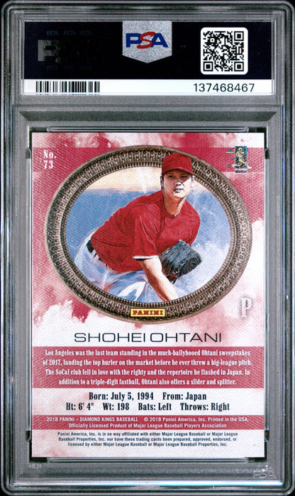 Shohei Ohtani 2018 Diamond Kings Rookie #73 PSA 10 Gem Mint 8467