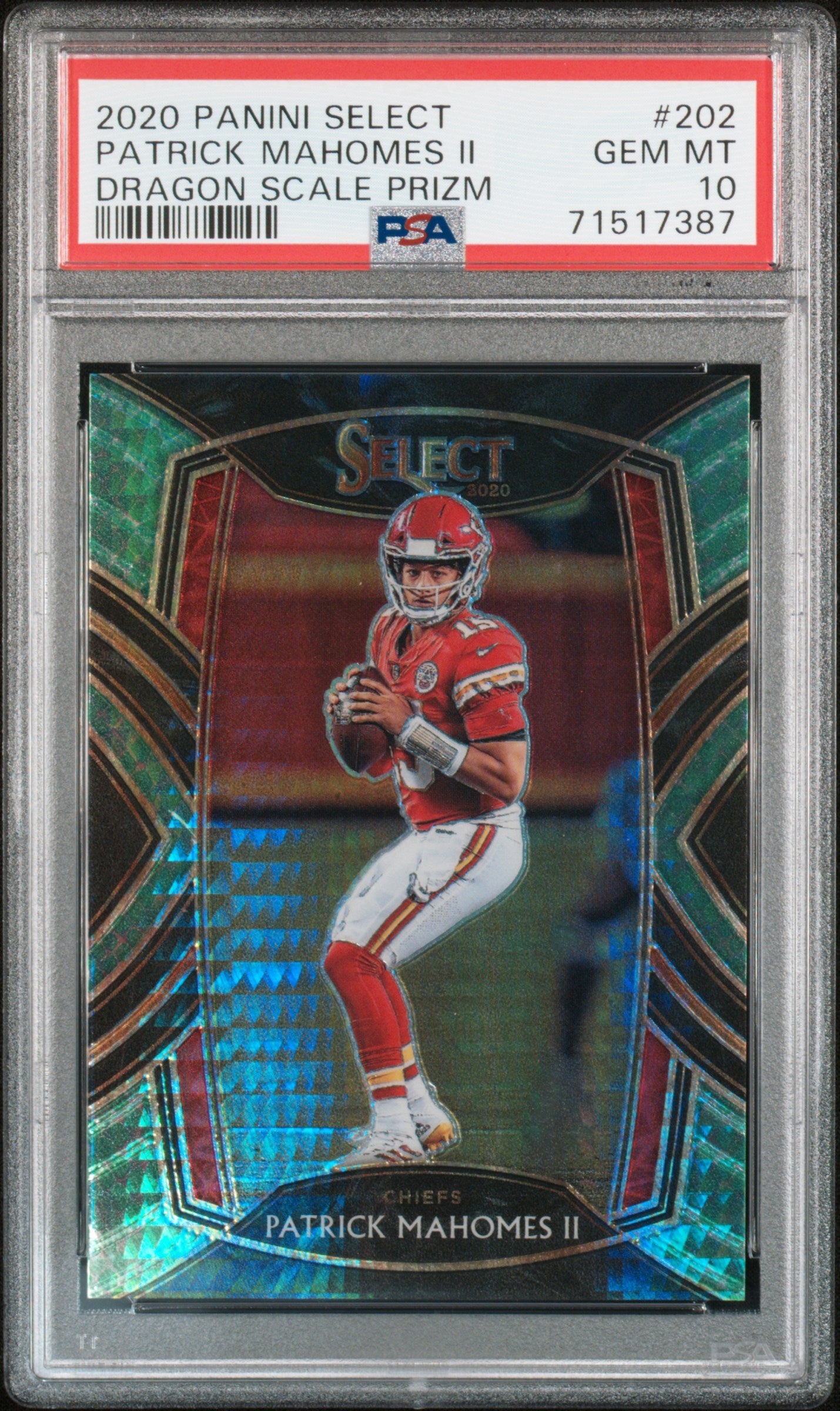 Patrick Mahomes 2020 Panini Select #202 Dragon Scale #55/67 PSA 10 Gem Mint