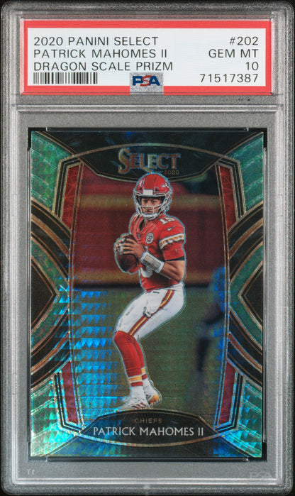 Patrick Mahomes 2020 Panini Select #202 Dragon Scale #55/67 PSA 10 Gem Mint