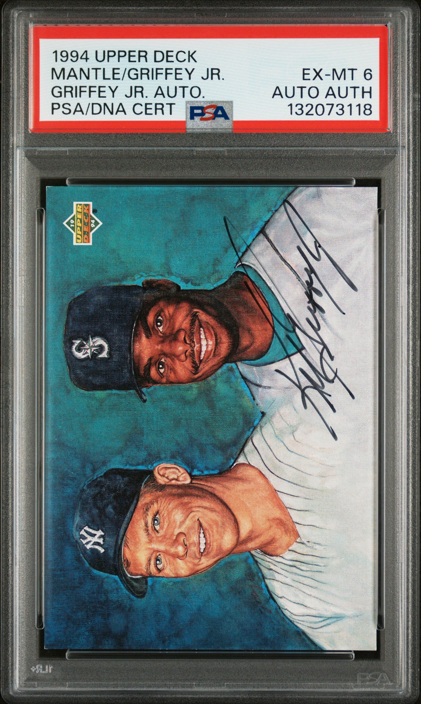 Ken Griffey Jr. + Mickey Mantle 1994 Upper Deck Griffey Auto PSA 6 Auto Auth
