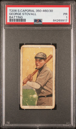George Stovall 1909-11 T206 Sweet Caporal 350-460/30 Batting PSA 1 Poor