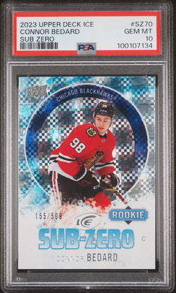 Connor Bedard 2023 Upper Deck Ice Sub Zero RC #155/599 PSA 10 Gem Mint