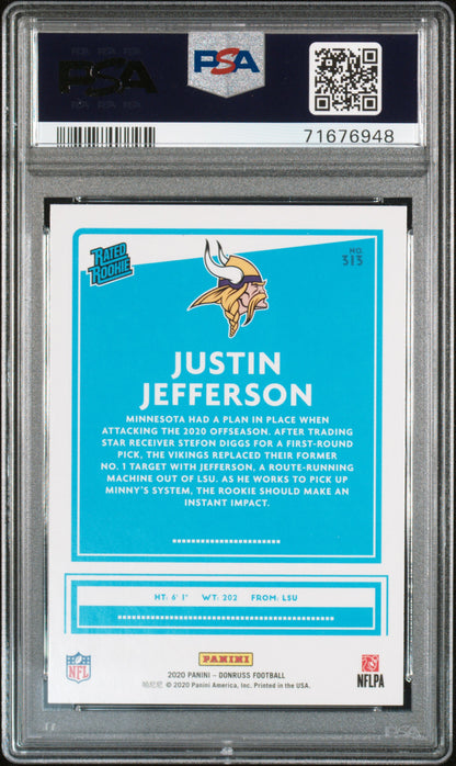Justin Jefferson 2020 Donruss Rookie #313 Red Press Proof PSA 10 Gem Mint