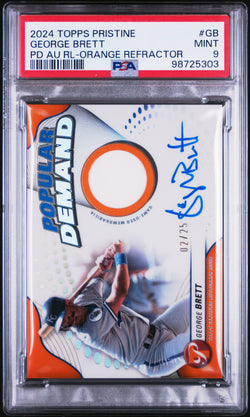 George Brett 2024 Topps Pristine Popular Demand Relic Auto #2/25 PSA 9 Mint