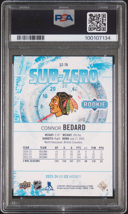 Connor Bedard 2023 Upper Deck Ice Sub Zero RC #155/599 PSA 10 Gem Mint
