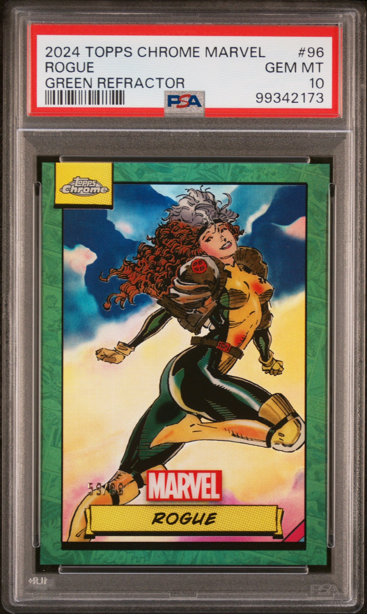 Rogue 2024 Topps Chrome Marvel #96 Green Refractor #59/99 PSA 10 Gem Mint