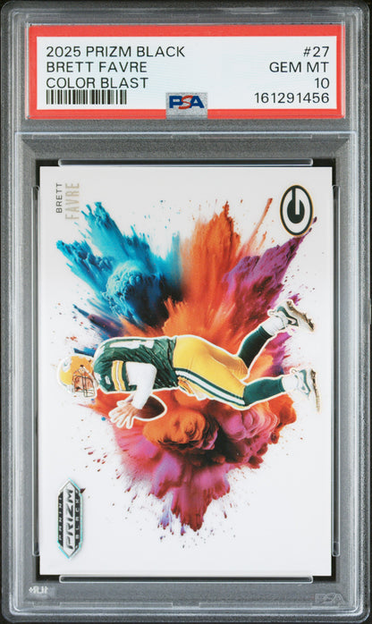 Brett Favre 2025 Panini Prizm Black Color Blast PSA 10 Gem Mint