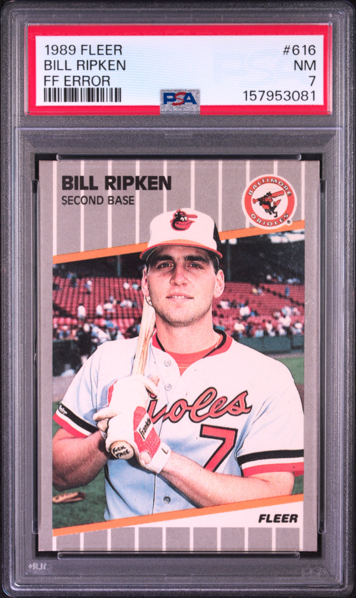 Bill Ripken 1989 Fleer #616 FF Error PSA 7 Near Mint 3081