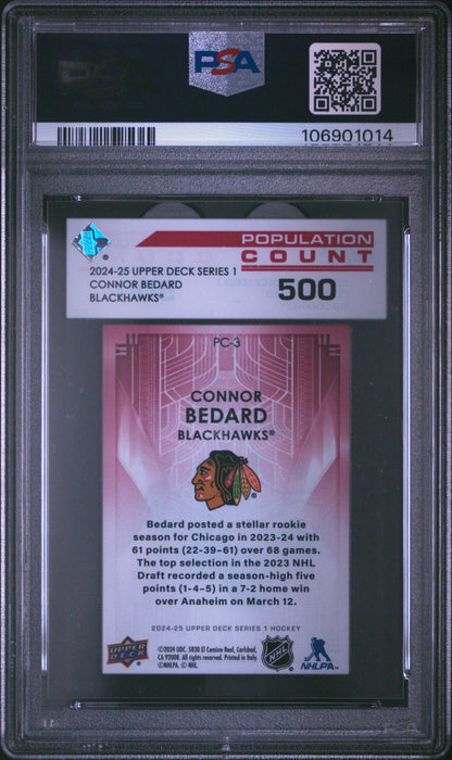 Connor Bedard 2024 Upper Deck Population Count 500 #PC3 PSA 10 Gem Mint