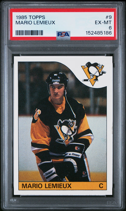 Mario Lemieux 1985 Topps Rookie #9 PSA 6 Ex-Mint 5186