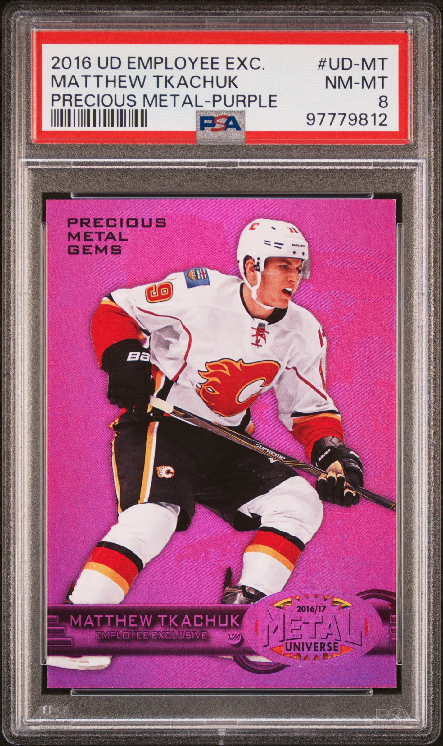 Matthew Tkachuk 2016 Upper Deck Employee Precious Metal Gems Purple #46/175 PSA 8 Nm-Mint