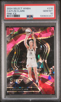 Caitlin Clark 2024 Panini Select WNBA #218 Rookie Pink Ice PSA 10 Gem Mint