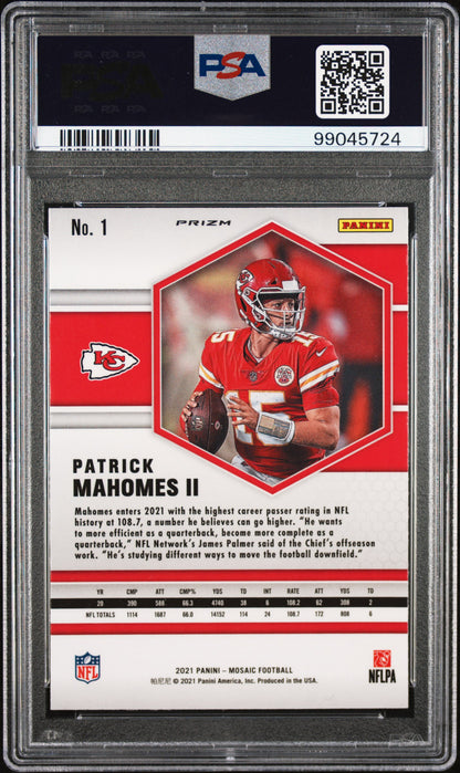 Patrick Mahomes 2021 Panini Mosaic #1 Honeycomb PSA 9 Mint