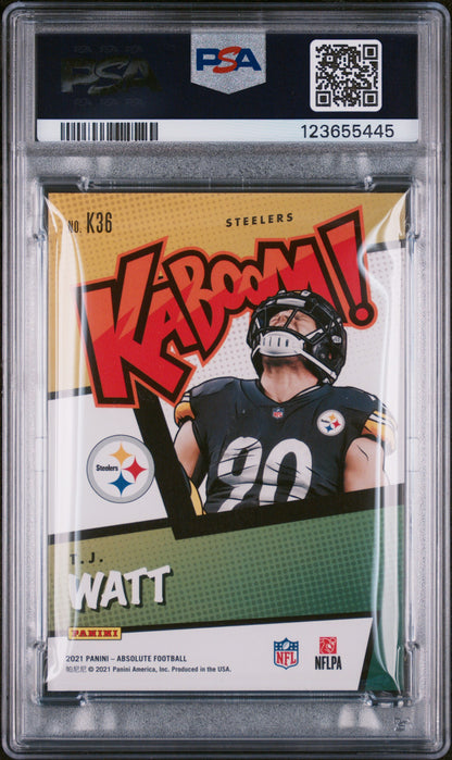 T.J. Watt 2021 Panini Absolute Kaboom #K36 PSA 8 Nm-Mint