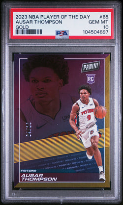 Ausar Thompson 2023 Panini NBA Player of the Day Gold Rookie #4/10 PSA 10 Gem Mint