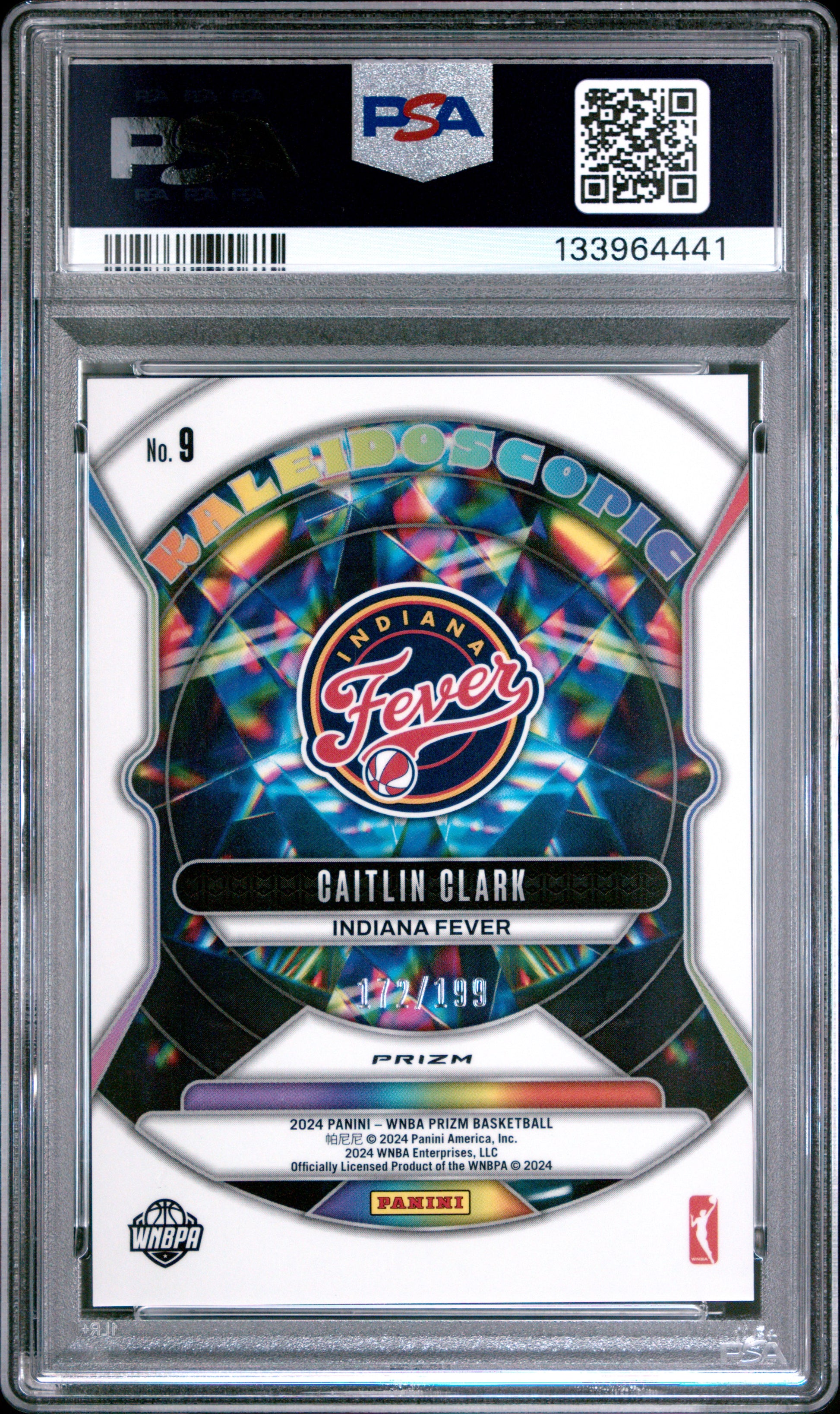 Caitlin Clark 2024 Panini Prizm WNBA Kaleidoscopic Blue Pulsar #172/199 PSA 10 Gem Mint
