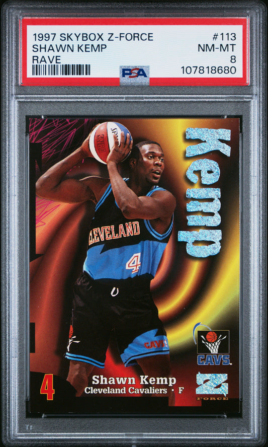 Shawn Kemp 1997 Skybox Z-Force #113 Rave Parallel #82/399 PSA 8 Nm-Mint
