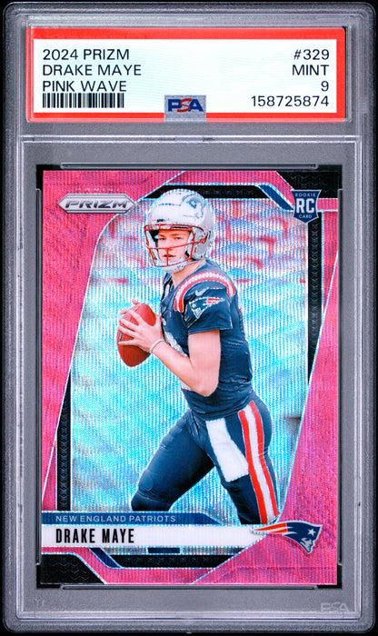 Drake Maye 2024 Prizm Rookie #329 Pink Wave PSA 9 Mint 5874