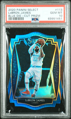 LeBron James 2020 Panini Select Blue Die-Cut Prizm #38/249 PSA 10 Gem Mint