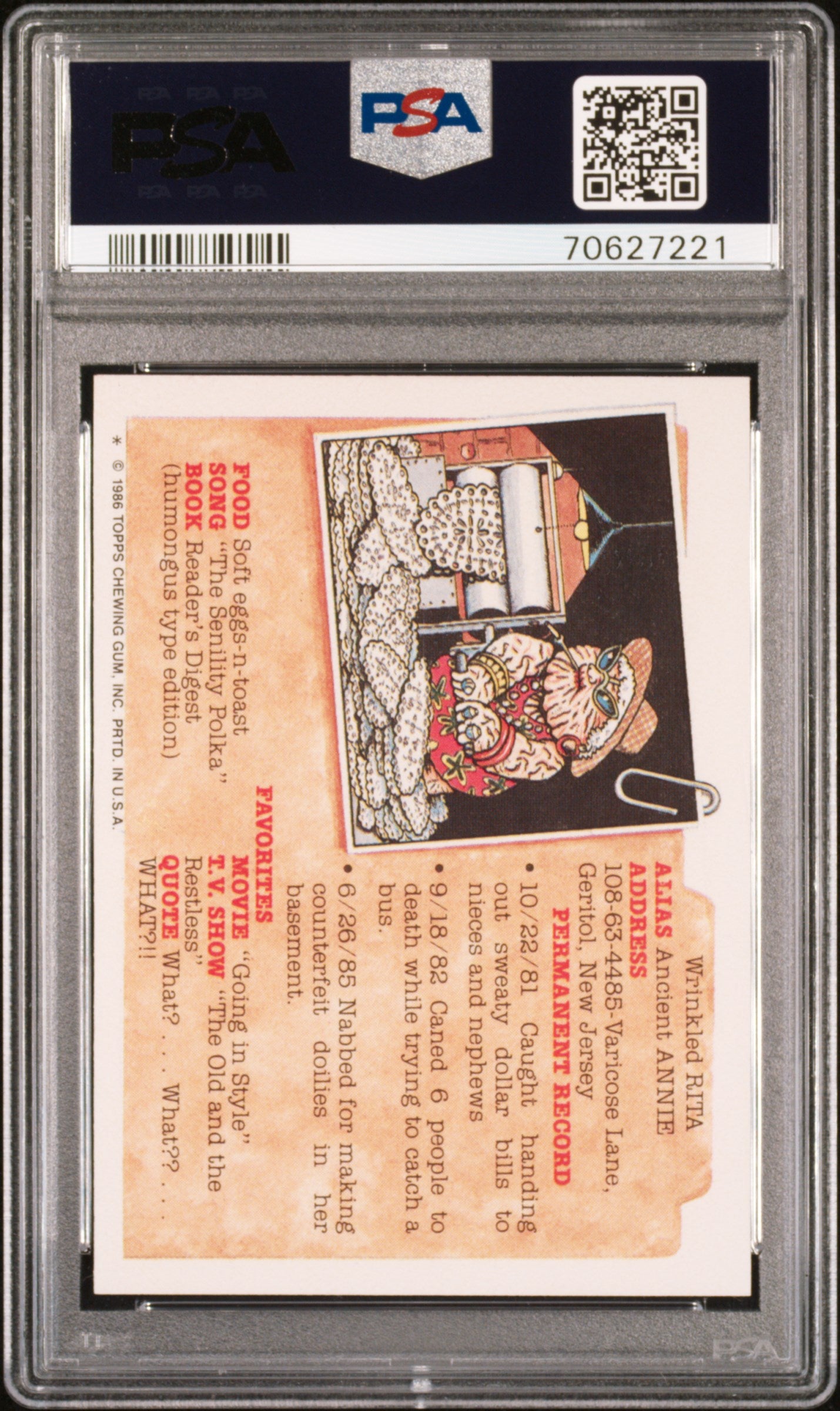 Clark Can't 1986 Topps Garbage Pail Kids #172b PSA 10 Gem Mint