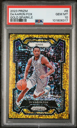 De'Aaron Fox 2023 Prizm #6 Gold Sparkle #12/24 PSA 10 Gem Mint