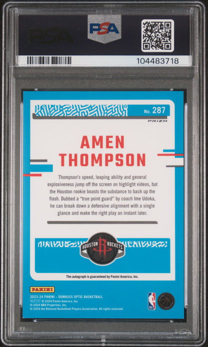 Amen Thompson 2023 Donruss Optic Holo Auto PSA 9 Auto 10