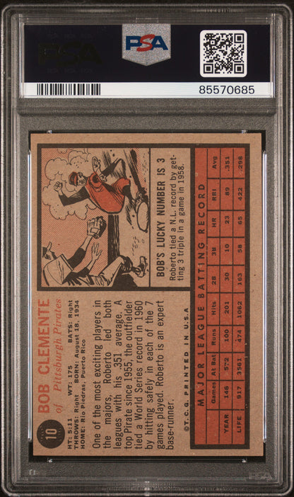 Bob Clemente 1962 Topps #10 PSA 7 Near Mint