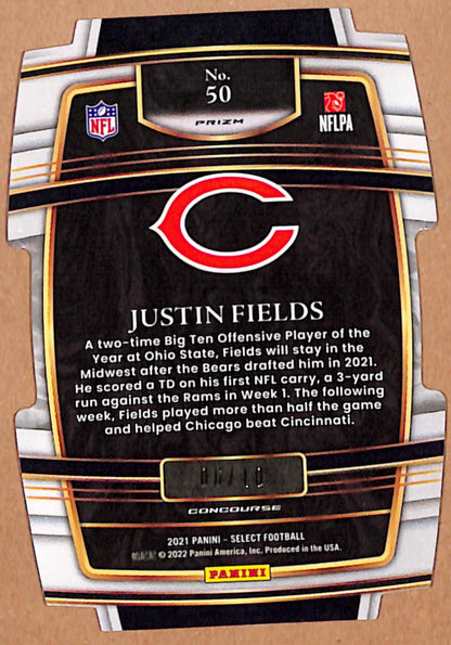 Justin Fields 2021 Panini Select #50 Gold Die-Cut Rookie #6/10