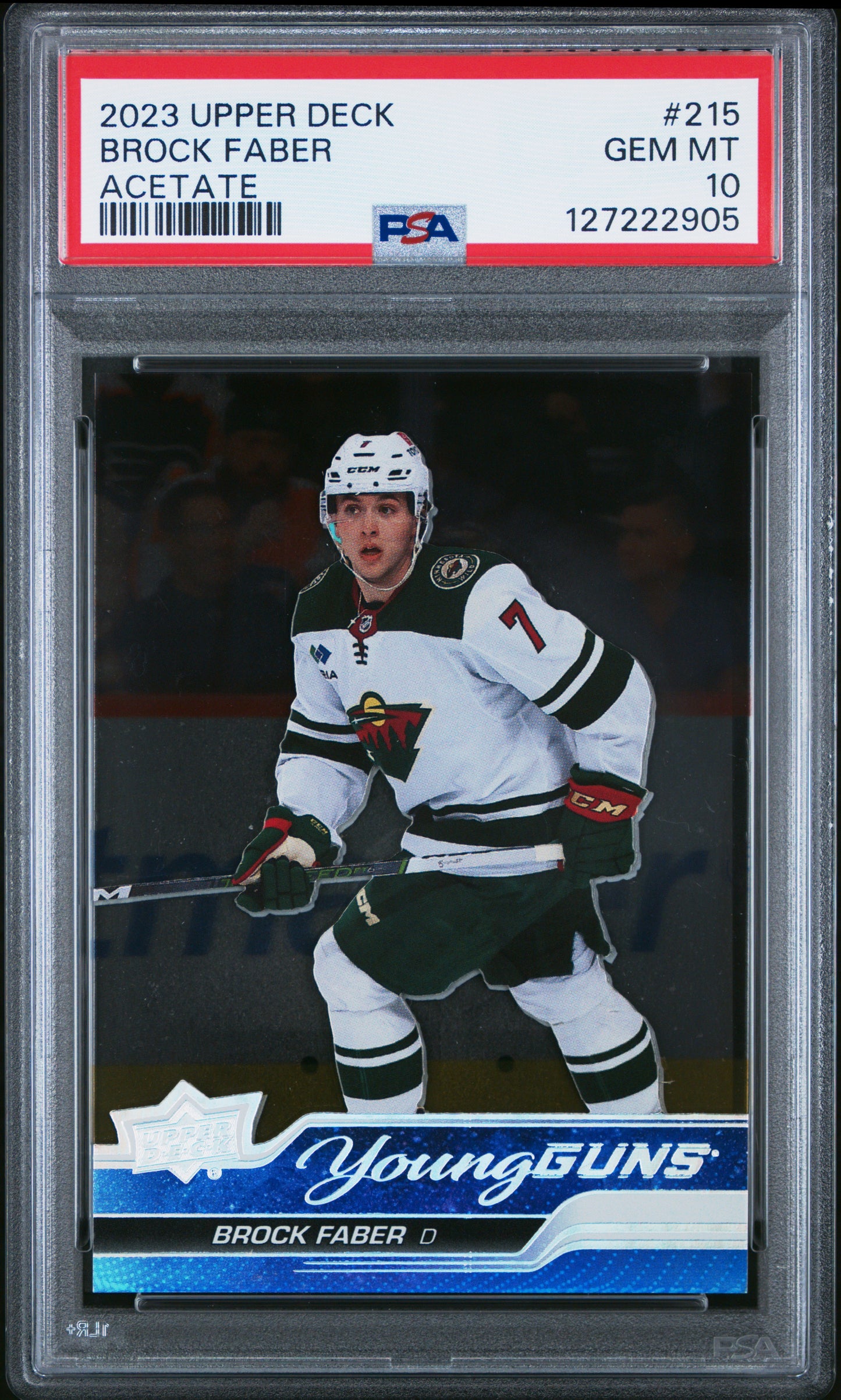 Brock Faber 2023 Upper Deck Rookie #215 Acetate PSA 10 Gem Mint