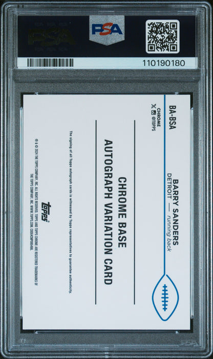 Barry Sanders 2024 Topps Chrome Orange Geometric Auto #20/25 PSA 10 Auto 10