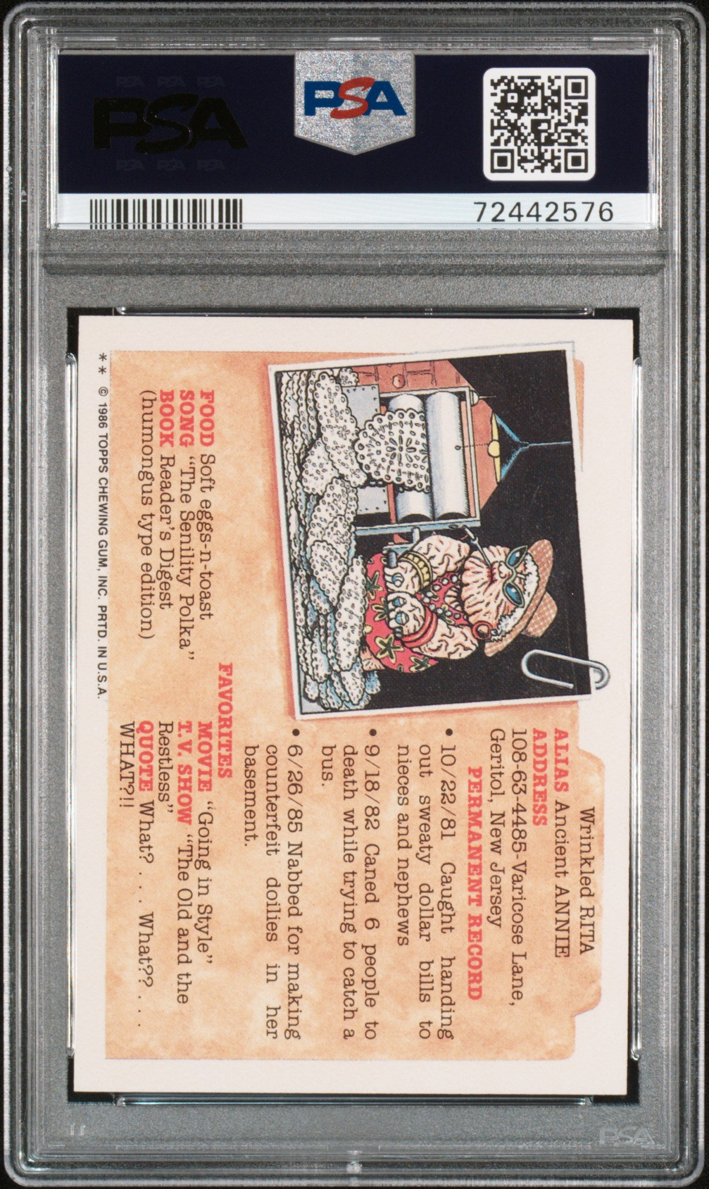 Clark Can't 1986 Topps Garbage Pail Kids #172b PSA 10 Gem Mint