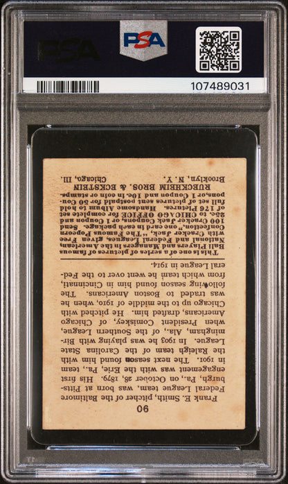 Frank Smith 1915 Cracker Jack #90 PSA 1.5 Fair